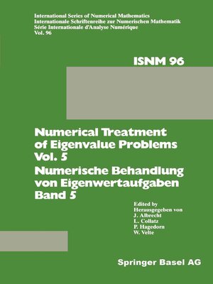 cover image of Numerical Treatment of Eigenvalue Problems Volume 5 / Numerische Behandlung von Eigenwertaufgaben Band 5